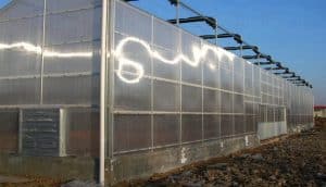 Polycarbonate greenhouse for large scale commercial use