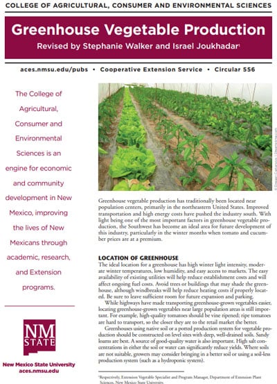 Greenhouse Vegetable Production - New Mexico State University