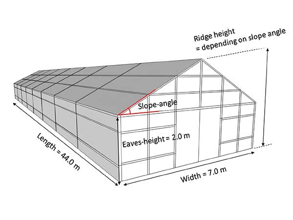 Even-span greenhouse diagram (simple)